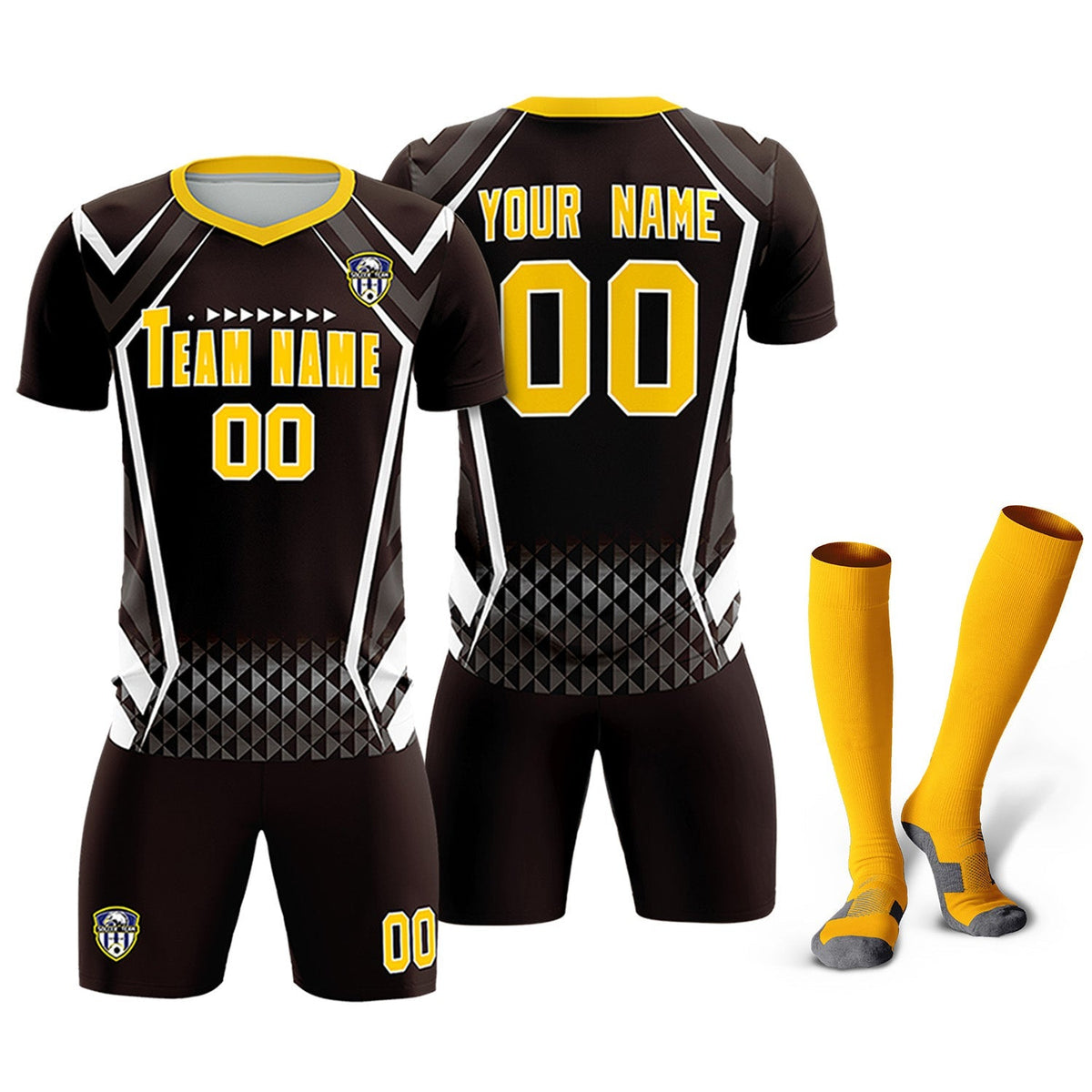 Custom Brown Abstract Breathable Football Kit Jersey