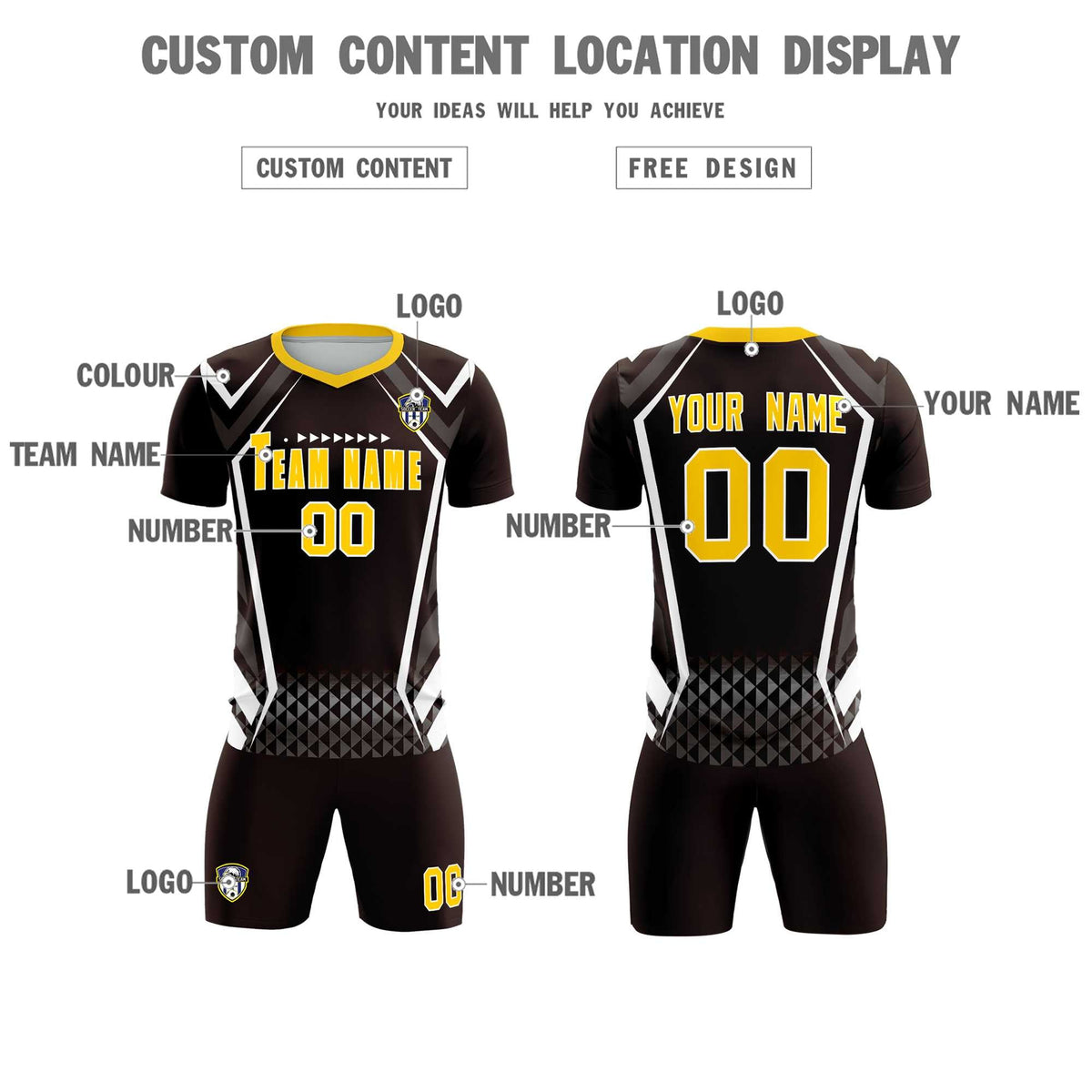 Custom Brown Abstract Breathable Football Kit Jersey