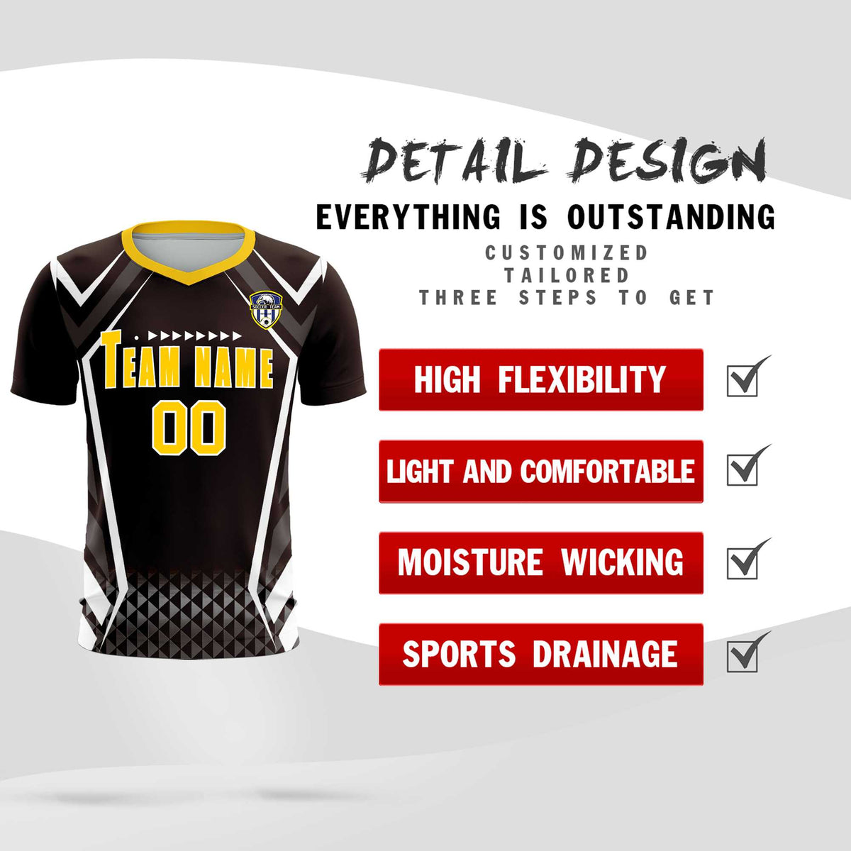 Custom Brown Abstract Breathable Football Kit Jersey