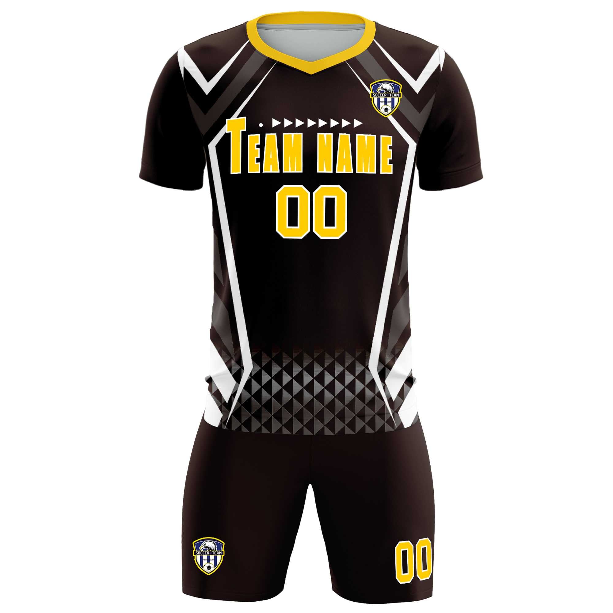 Custom Brown Abstract Breathable Football Kit Jersey