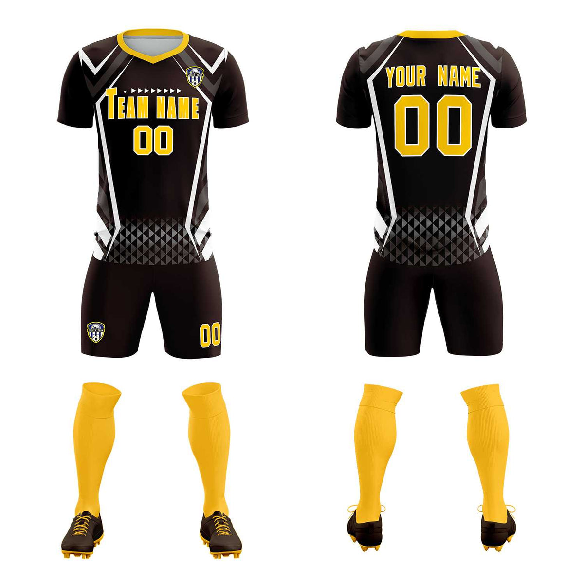 Custom Brown Abstract Breathable Football Kit Jersey