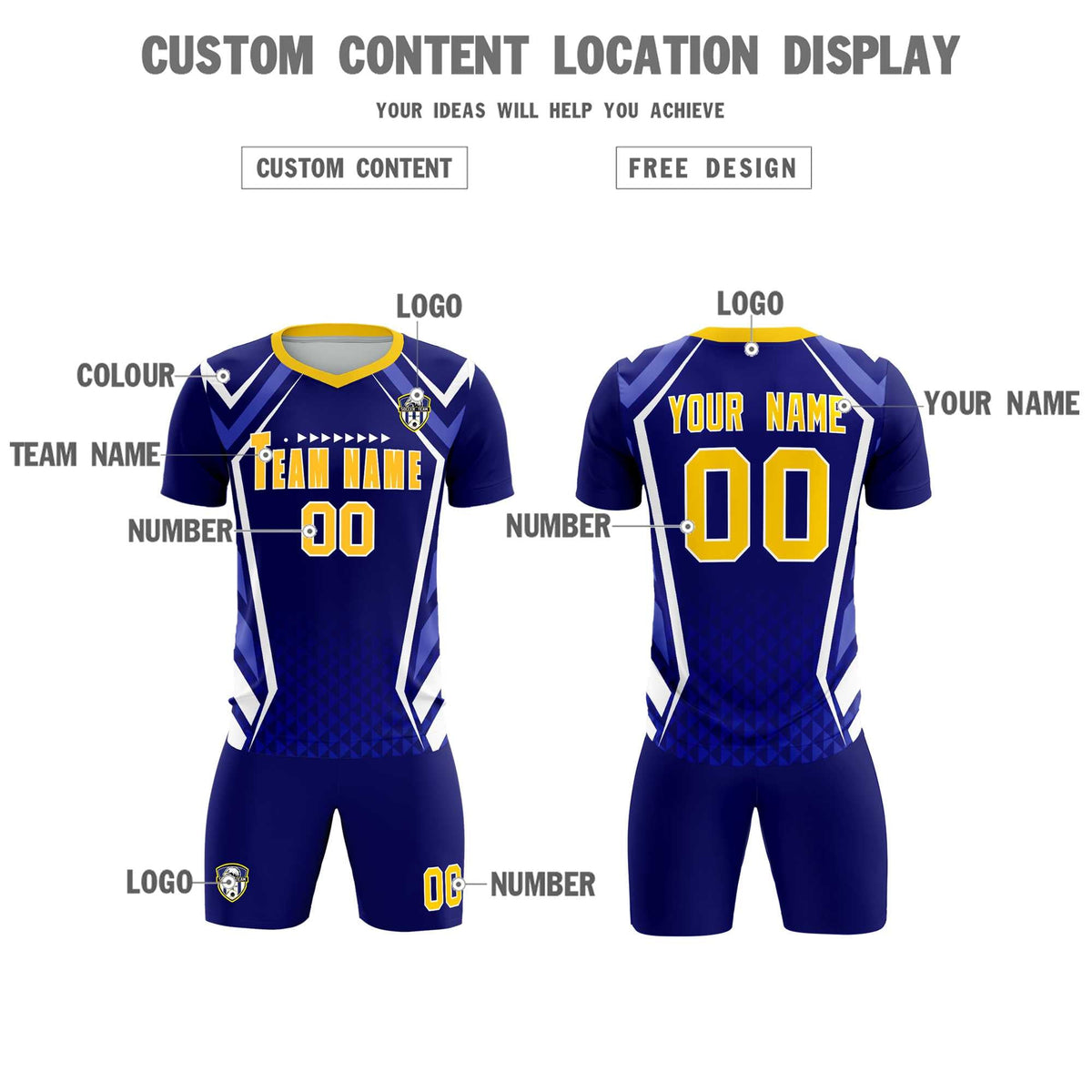 Custom Royal Abstract Breathable Football Kit Jersey