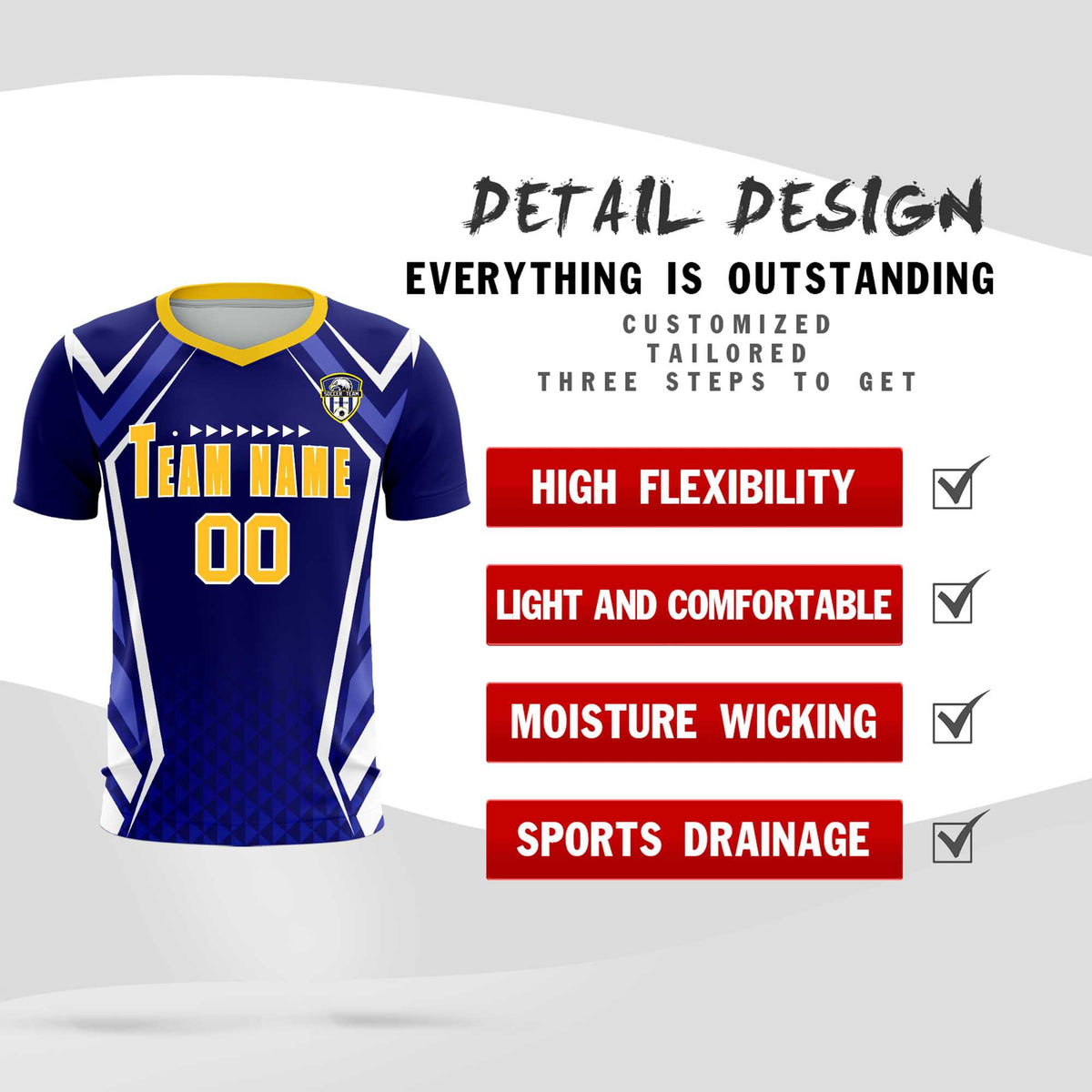 Custom Royal Abstract Breathable Football Kit Jersey