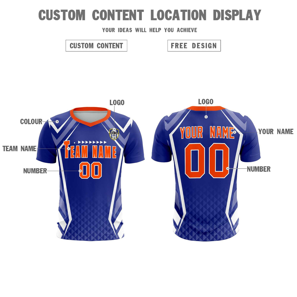 Custom Royal Abstract Breathable Football Kit Jersey
