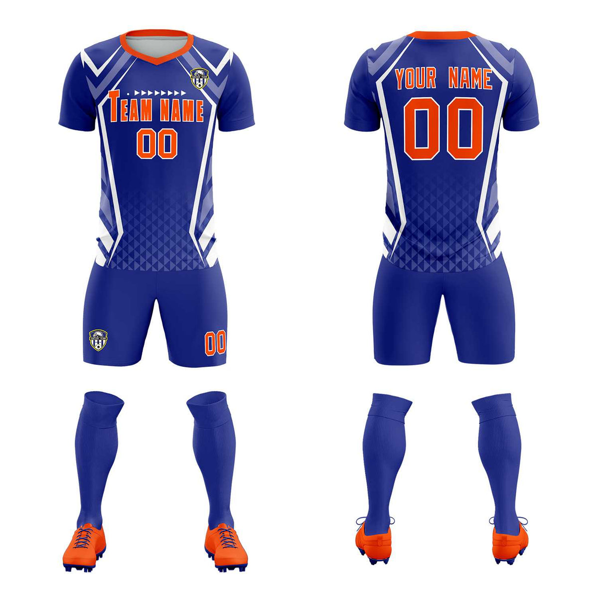 Custom Royal Abstract Breathable Football Kit Jersey