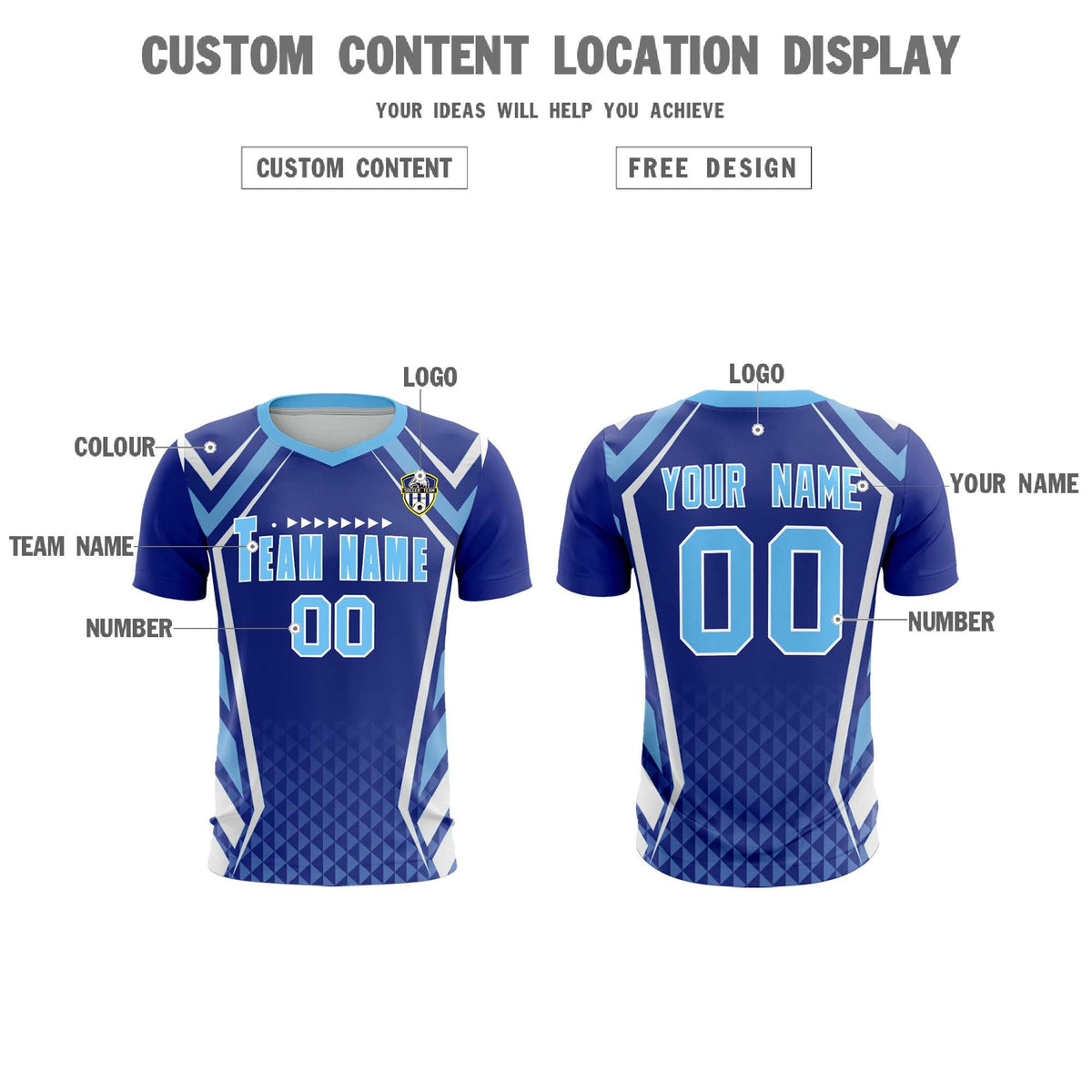 Custom Royal Abstract Breathable Football Kit Jersey