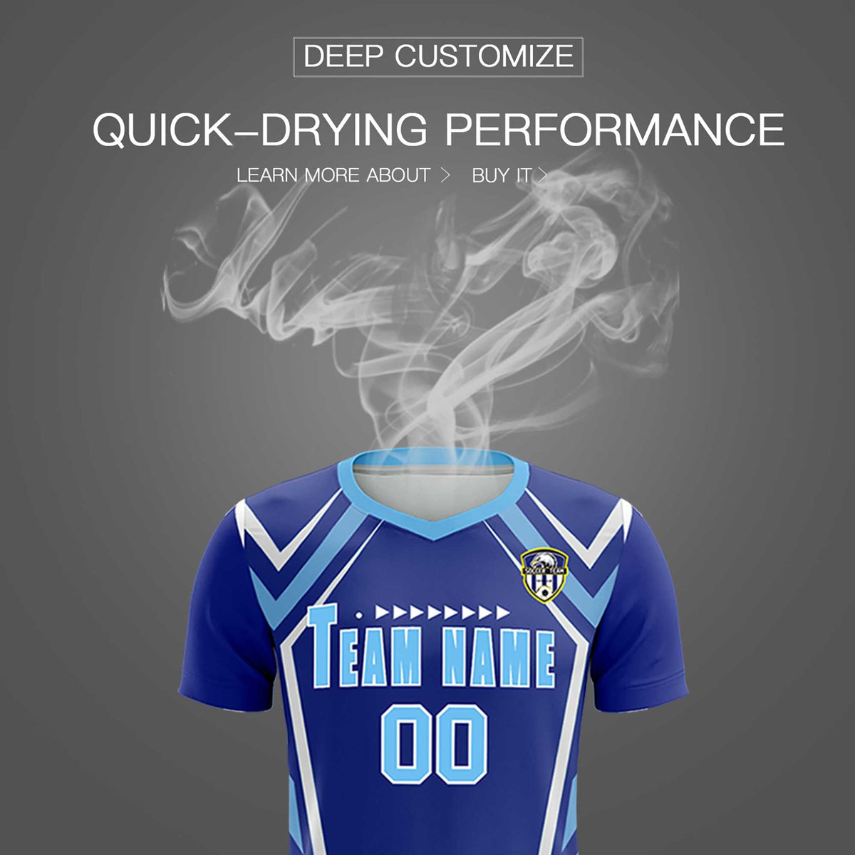 Custom Royal Abstract Breathable Football Kit Jersey