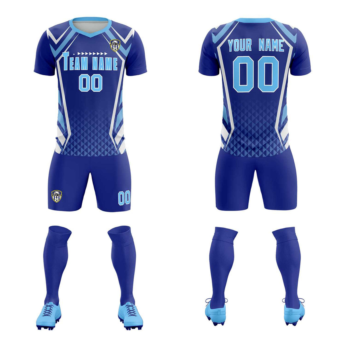Custom Royal Abstract Breathable Football Kit Jersey