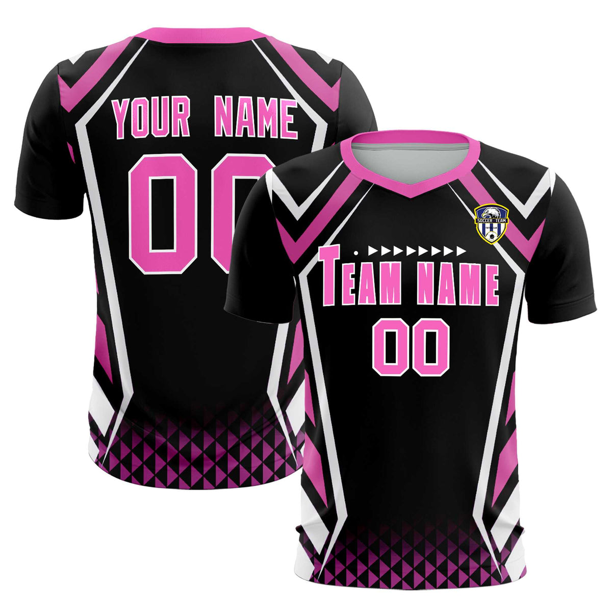 Custom Black Abstract Breathable Football Kit Jersey