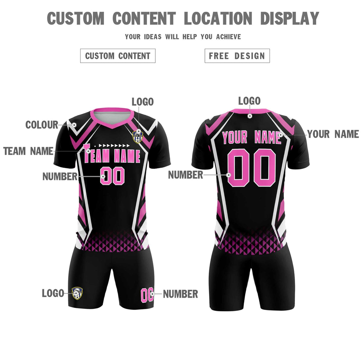 Custom Black Abstract Breathable Football Kit Jersey