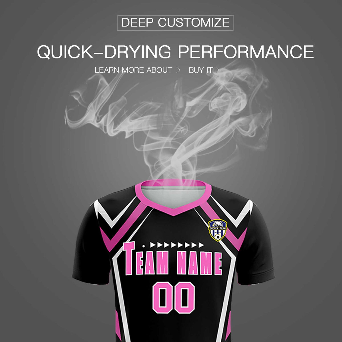 Custom Black Abstract Breathable Football Kit Jersey