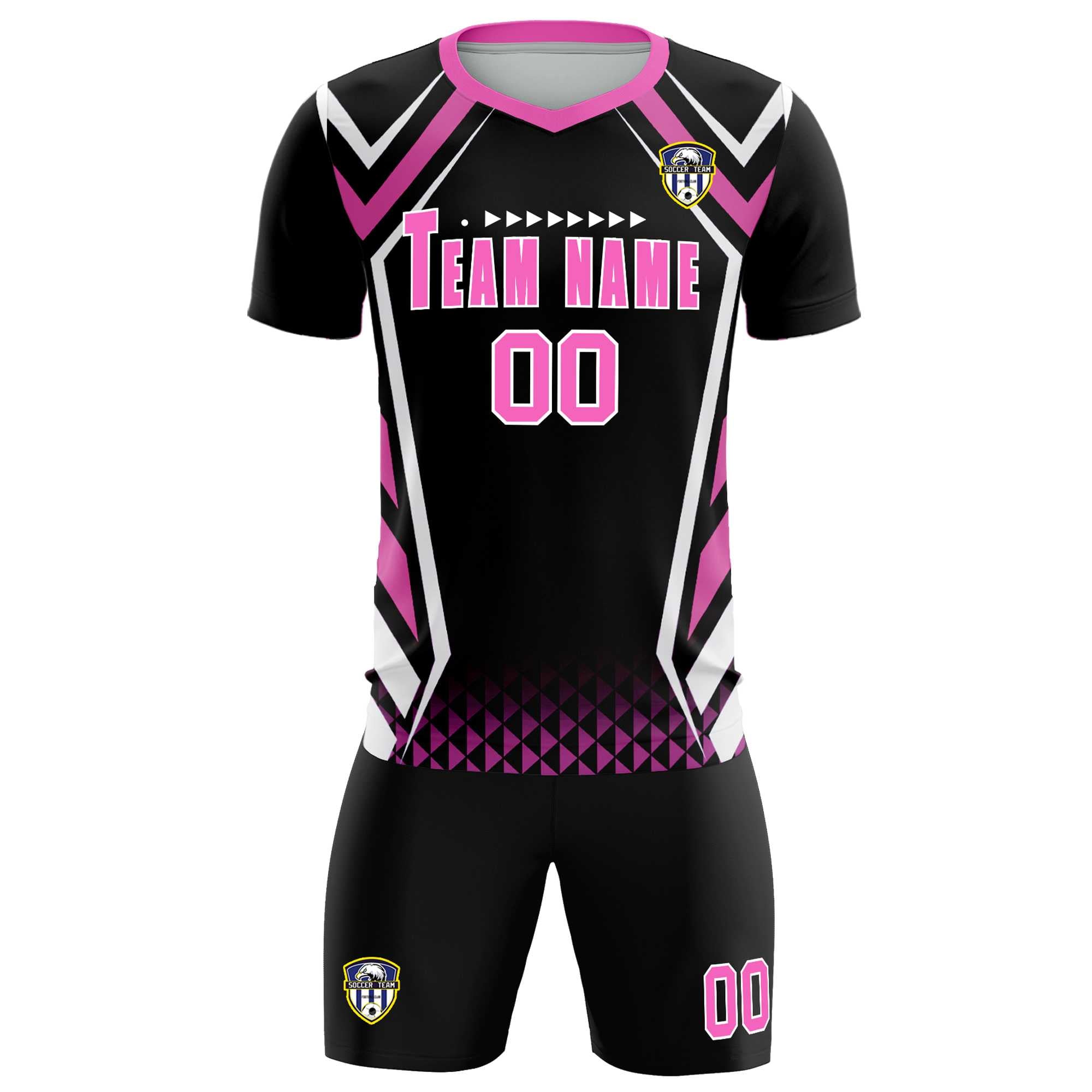 Custom Black Abstract Breathable Football Kit Jersey