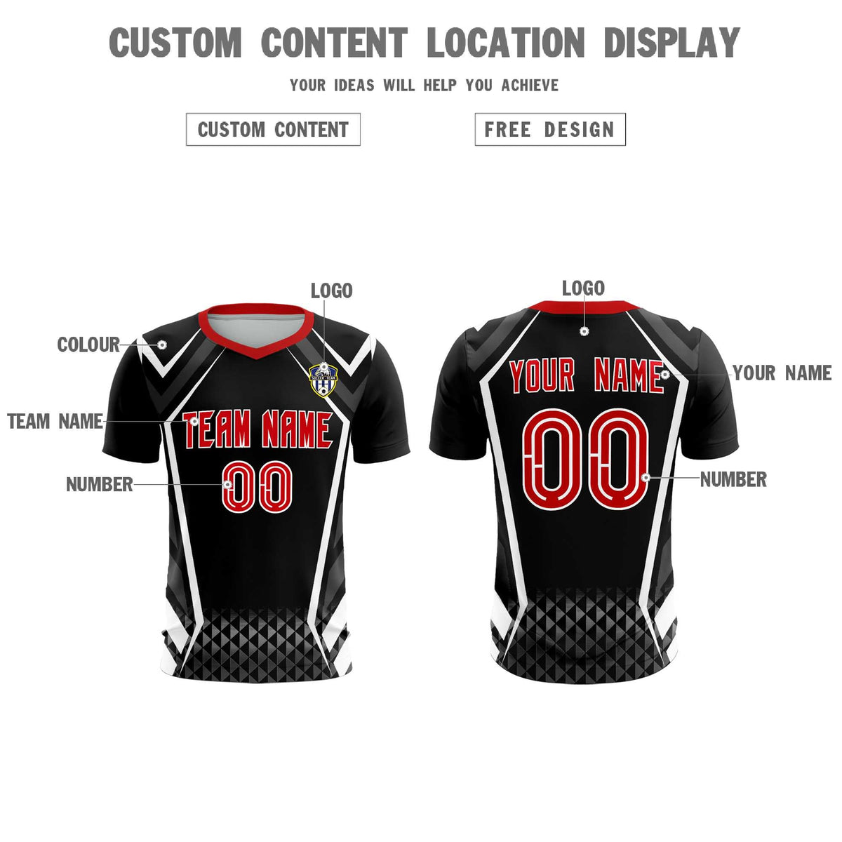 Custom Black Abstract Breathable Football Kit Jersey