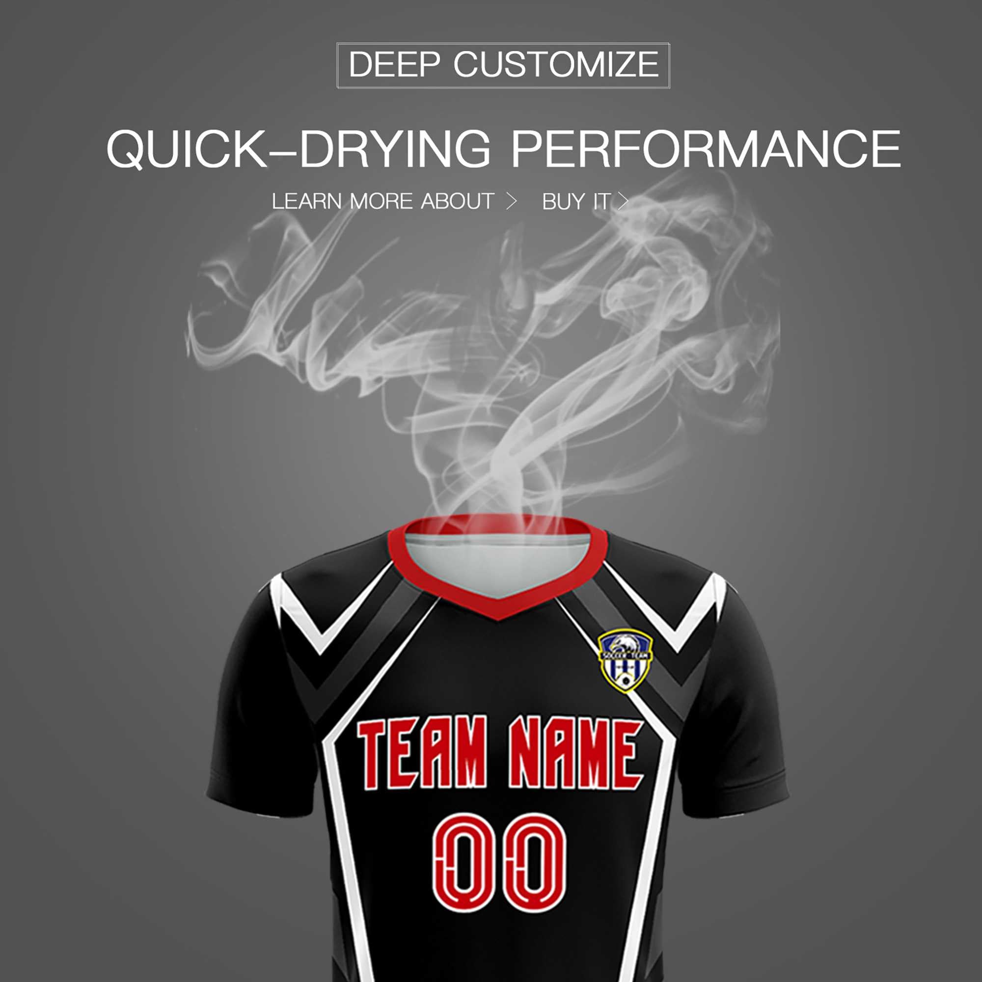 Custom Black Abstract Breathable Football Kit Jersey