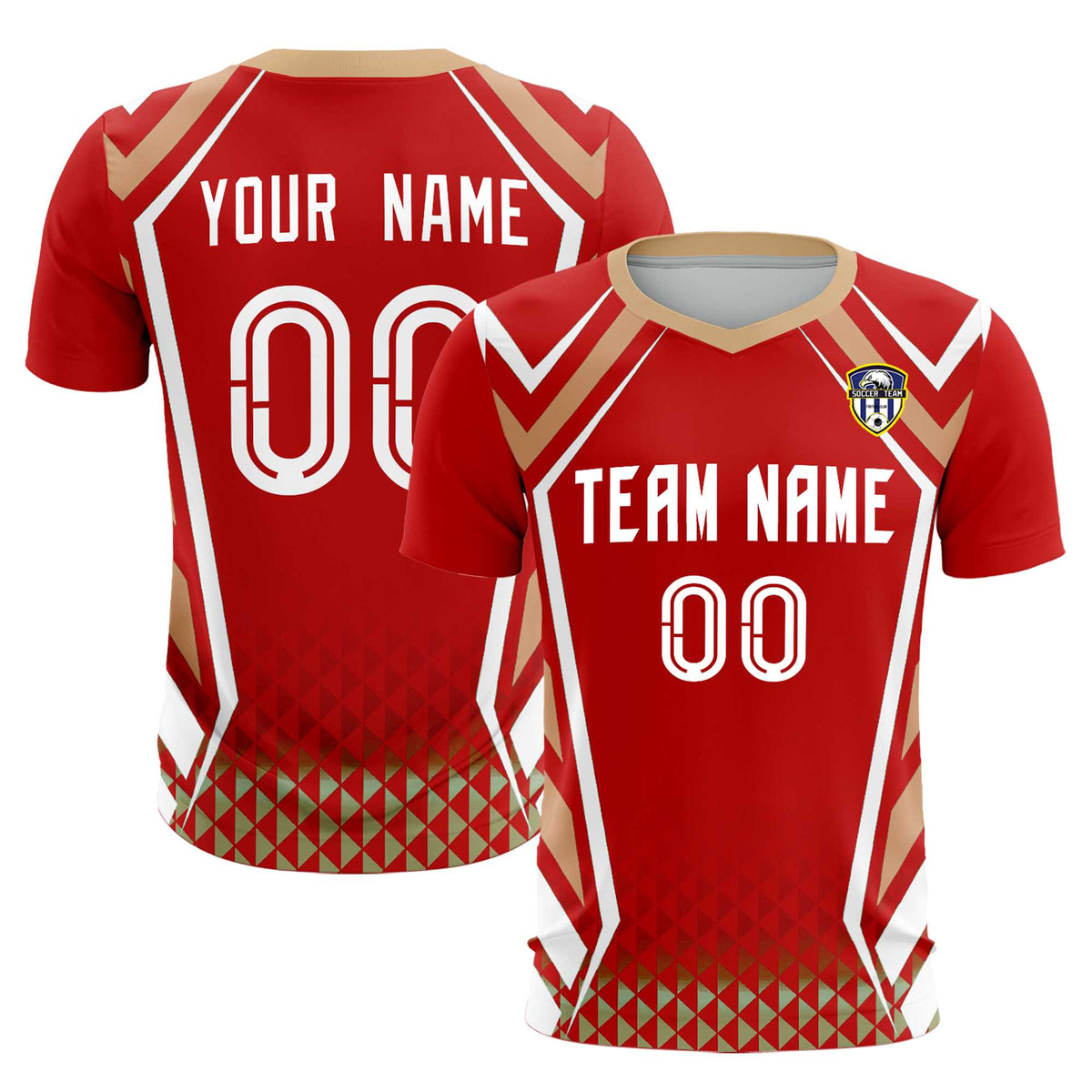 Custom Red Abstract Breathable Football Kit Jersey