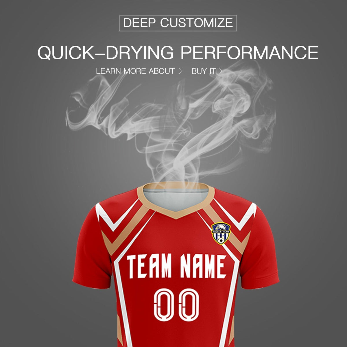 Custom Red Abstract Breathable Football Kit Jersey