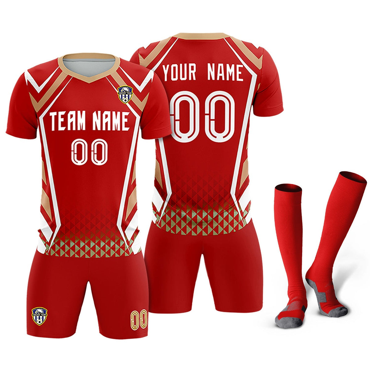 Custom Red Abstract Breathable Football Kit Jersey