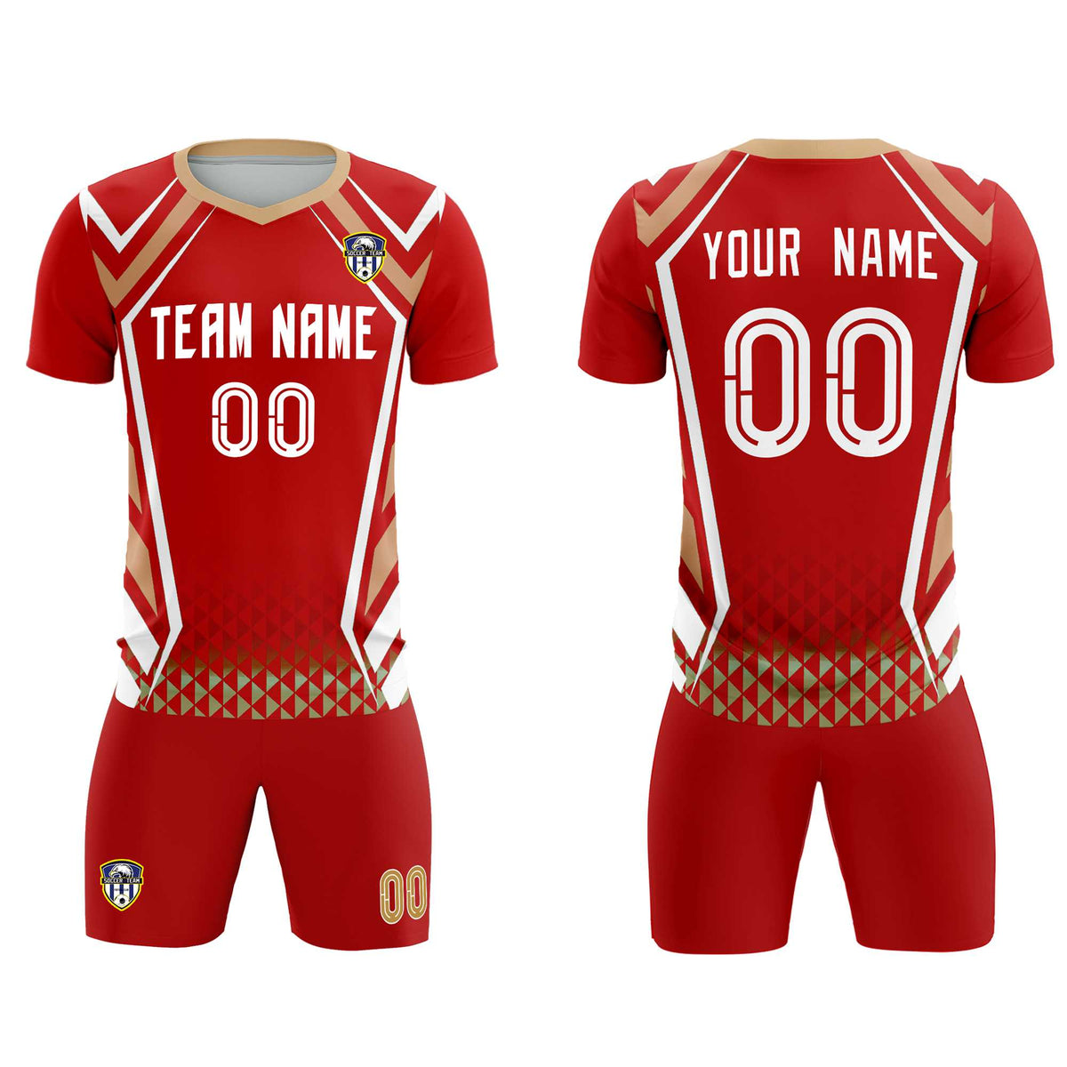 Custom Red Abstract Breathable Football Kit Jersey