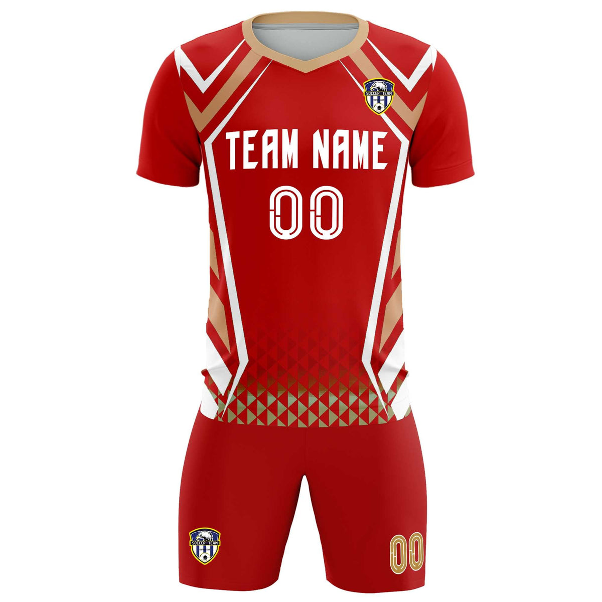 Custom Red Abstract Breathable Football Kit Jersey