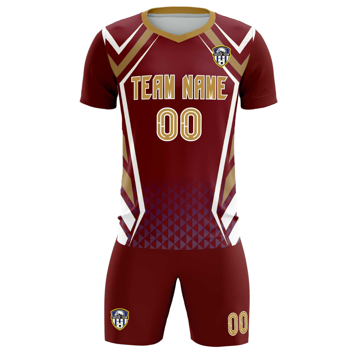 Custom Crimson Abstract Breathable Football Kit Jersey