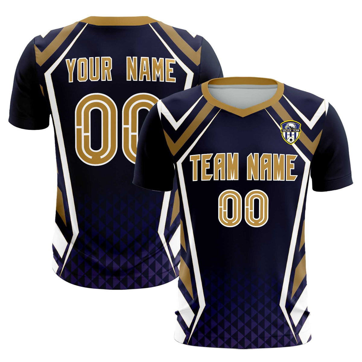 Custom Navy Abstract Breathable Football Kit Jersey