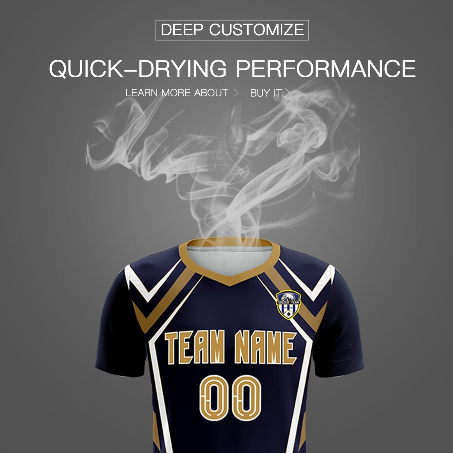Custom Navy Abstract Breathable Football Kit Jersey