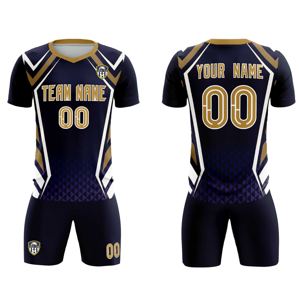 Custom Navy Abstract Breathable Football Kit Jersey