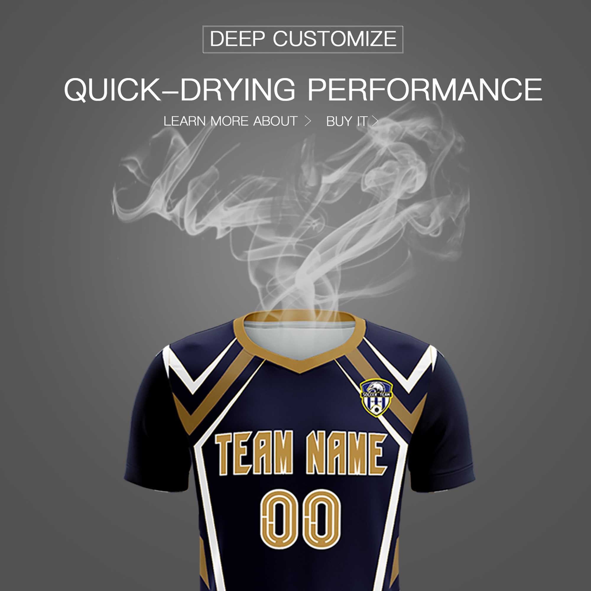 Custom Navy Abstract Breathable Football Kit Jersey