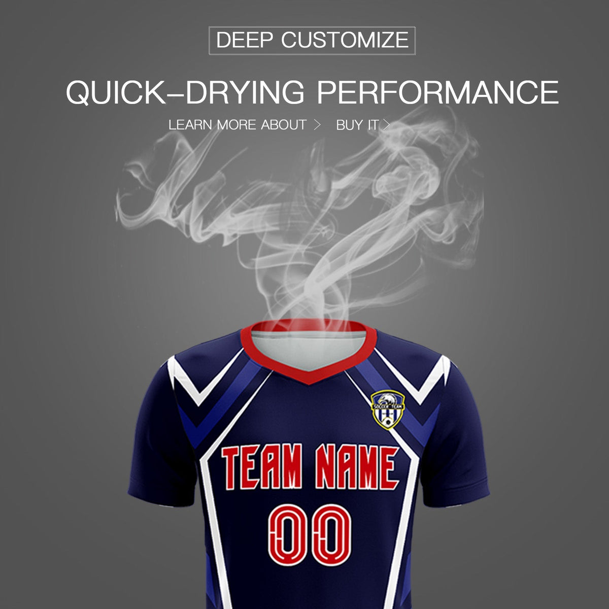 Custom Navy Abstract Breathable Football Kit Jersey