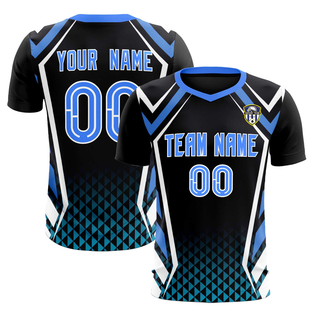 Custom Black Abstract Breathable Football Kit Jersey