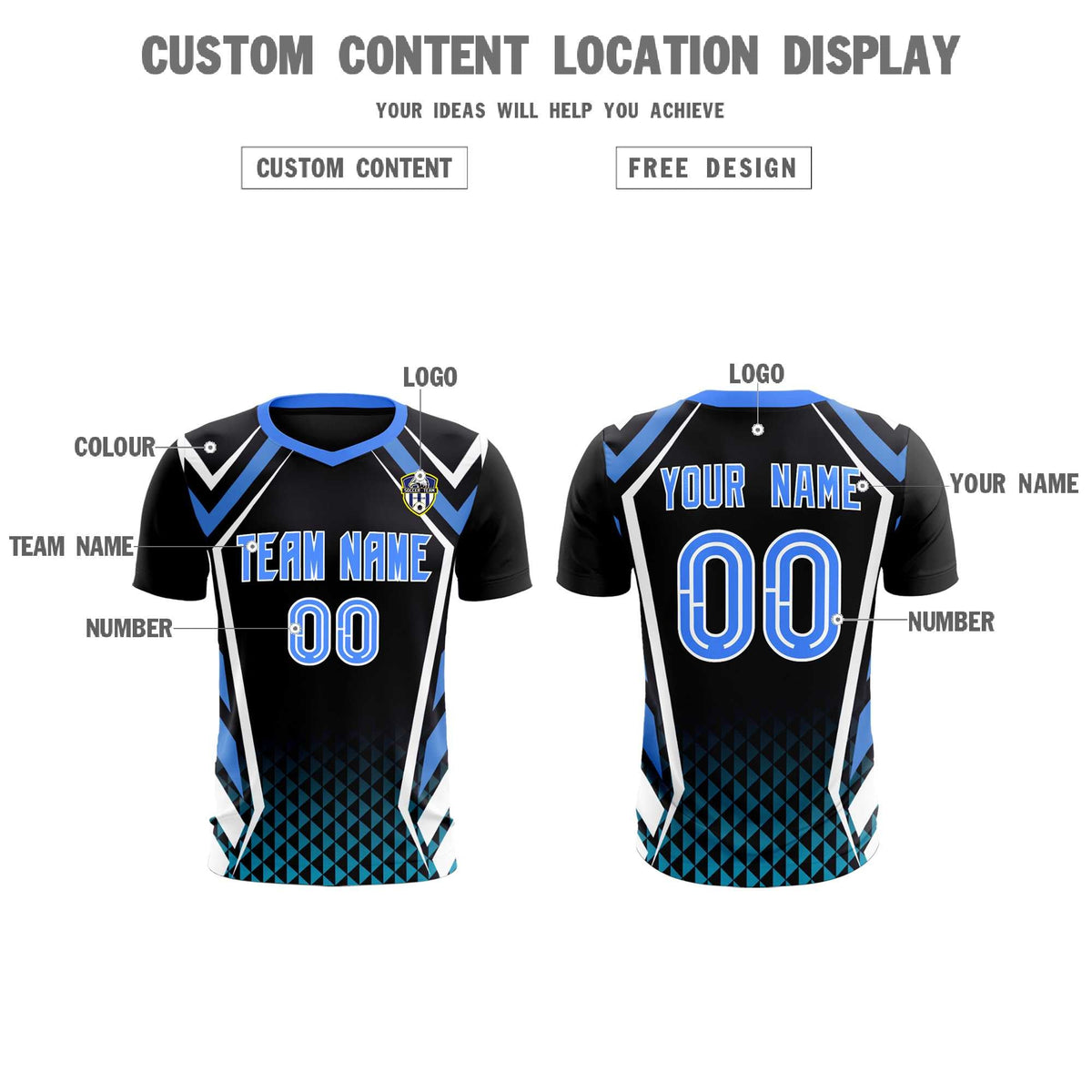 Custom Black Abstract Breathable Football Kit Jersey