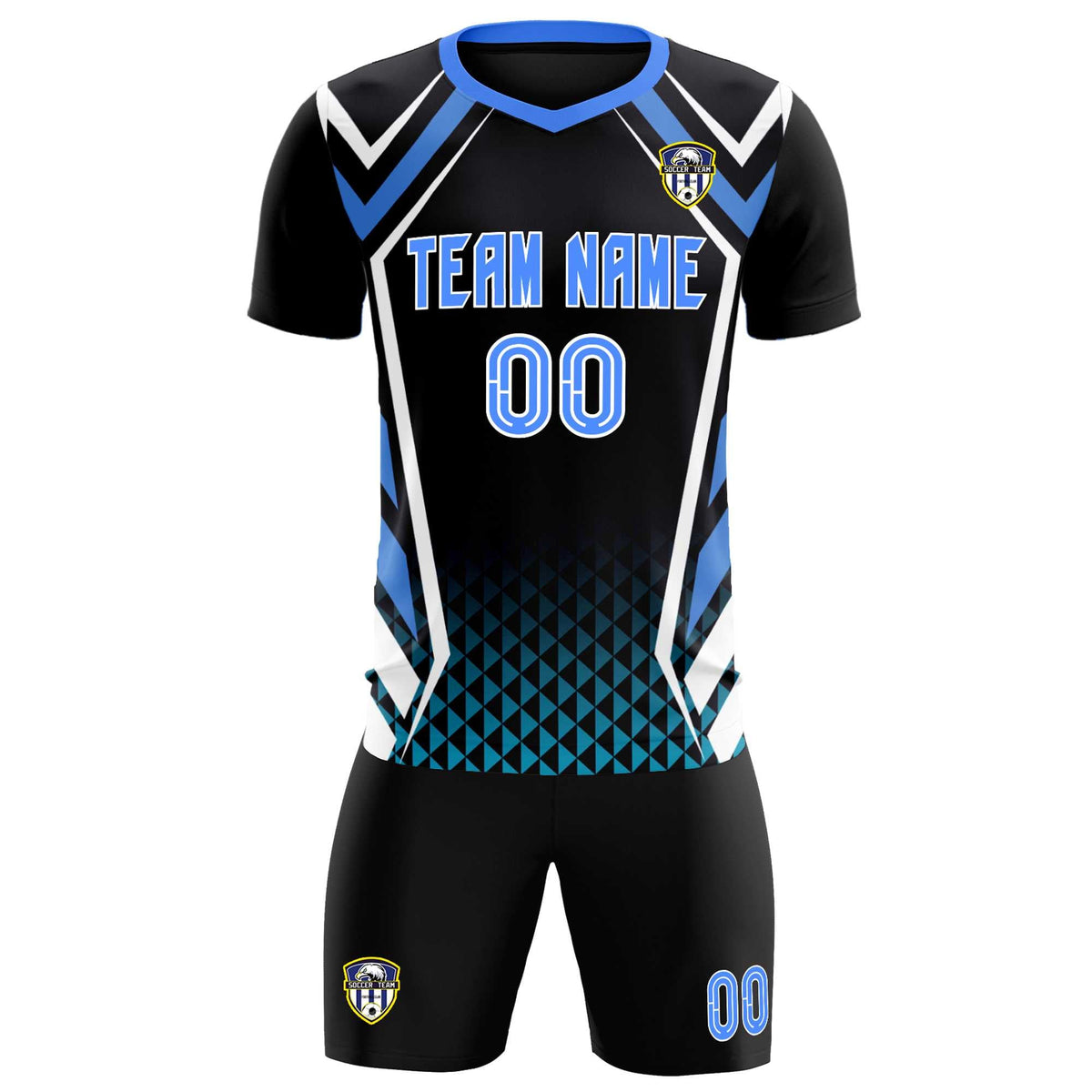 Custom Black Abstract Breathable Football Kit Jersey