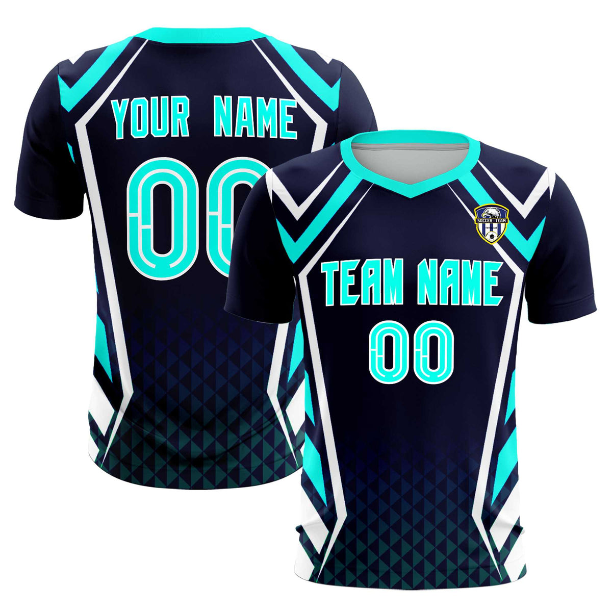 Custom Navy Abstract Breathable Football Kit Jersey