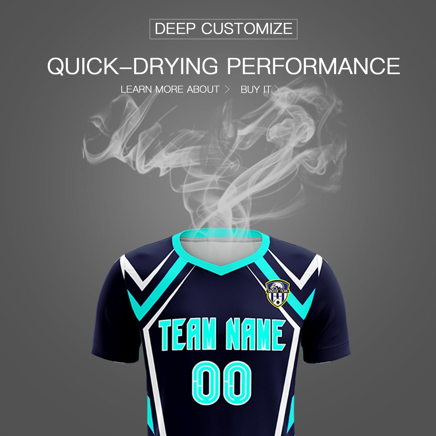 Custom Navy Abstract Breathable Football Kit Jersey