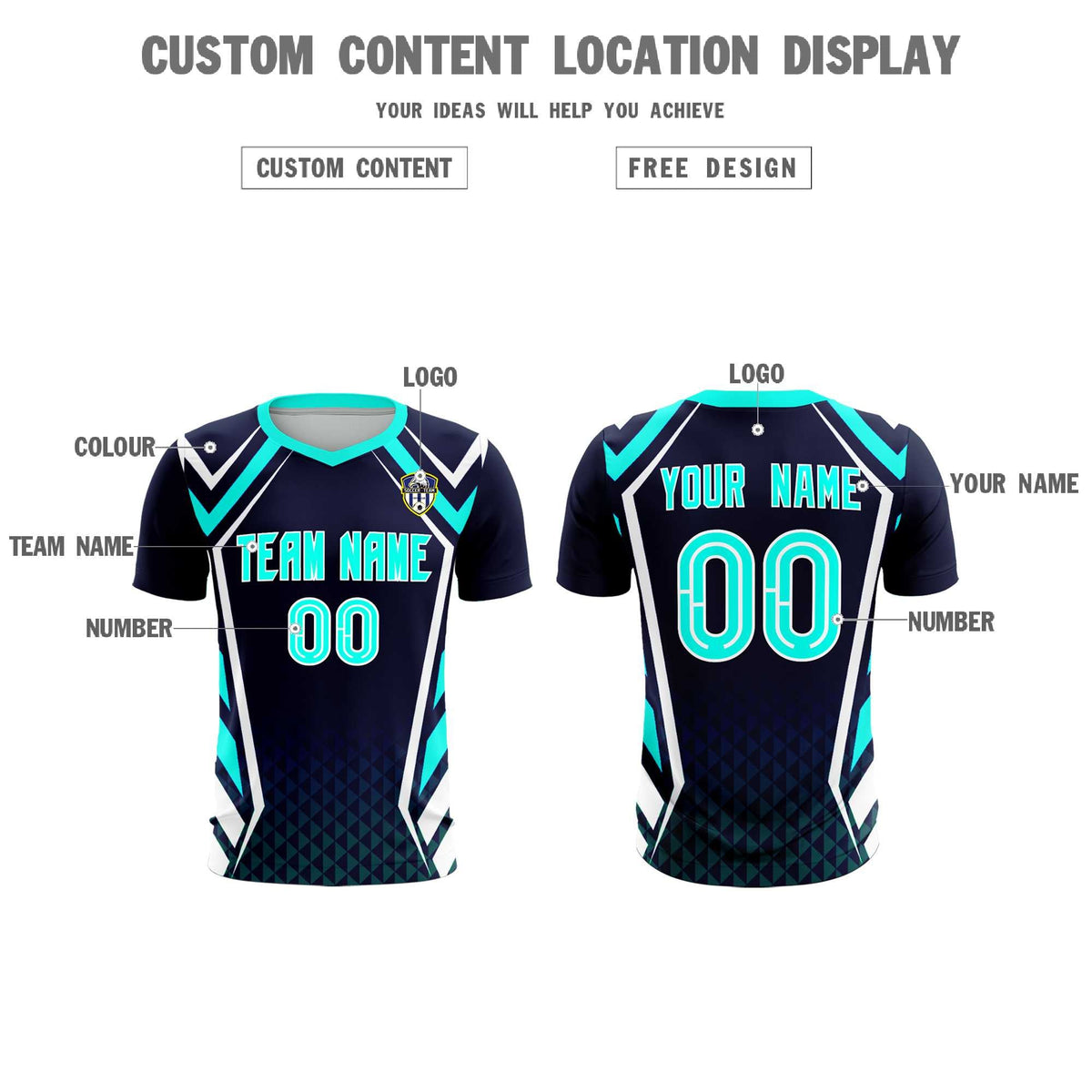 Custom Navy Abstract Breathable Football Kit Jersey