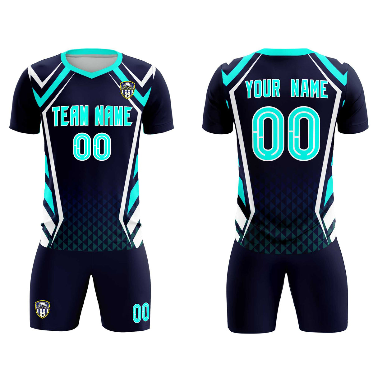 Custom Navy Abstract Breathable Football Kit Jersey