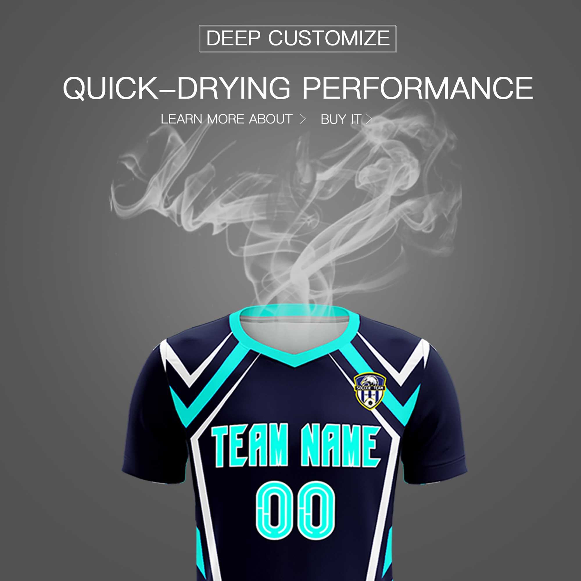 Custom Navy Abstract Breathable Football Kit Jersey
