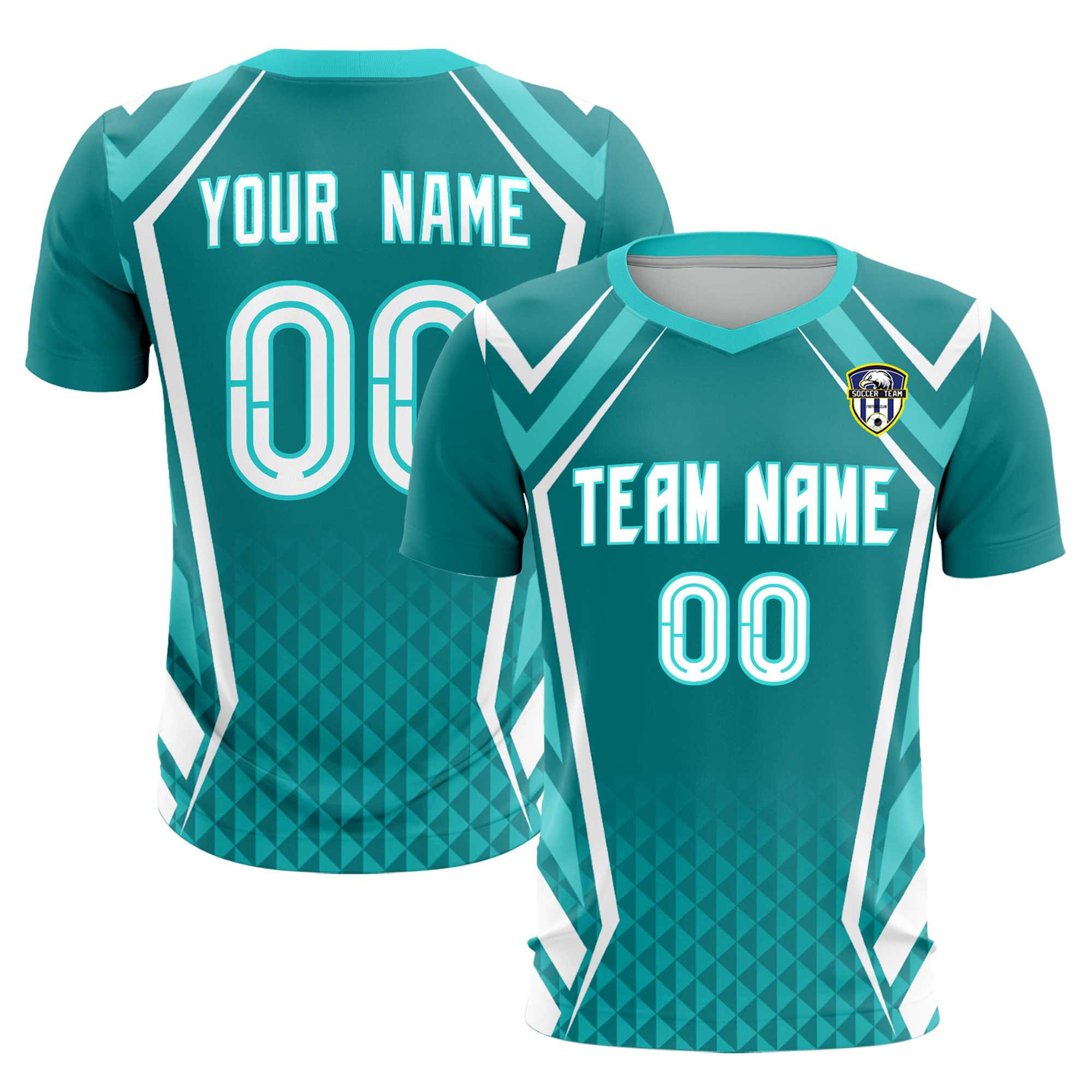 Custom Sky Blue Abstract Breathable Football Kit Jersey