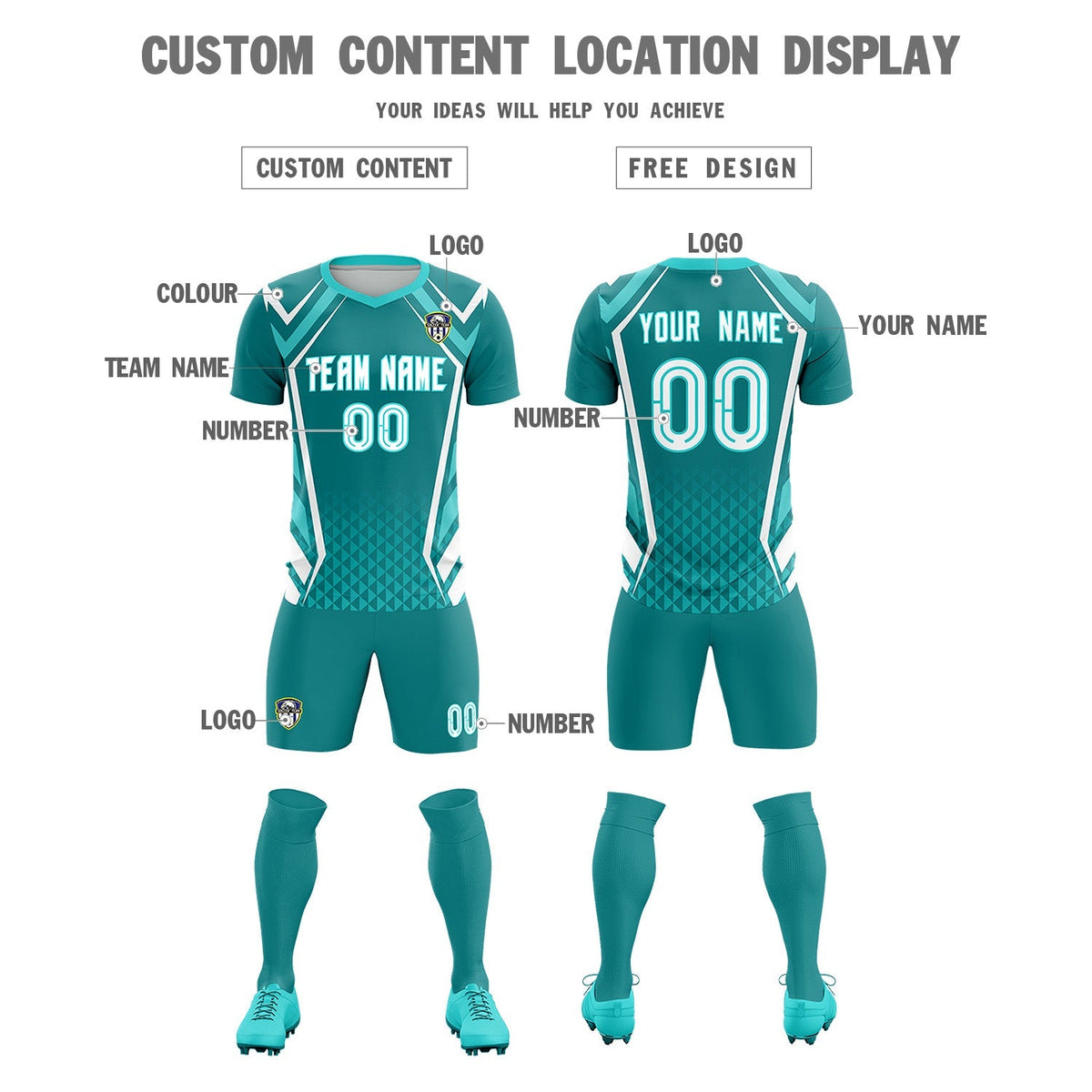 Custom Sky Blue Abstract Breathable Football Kit Jersey