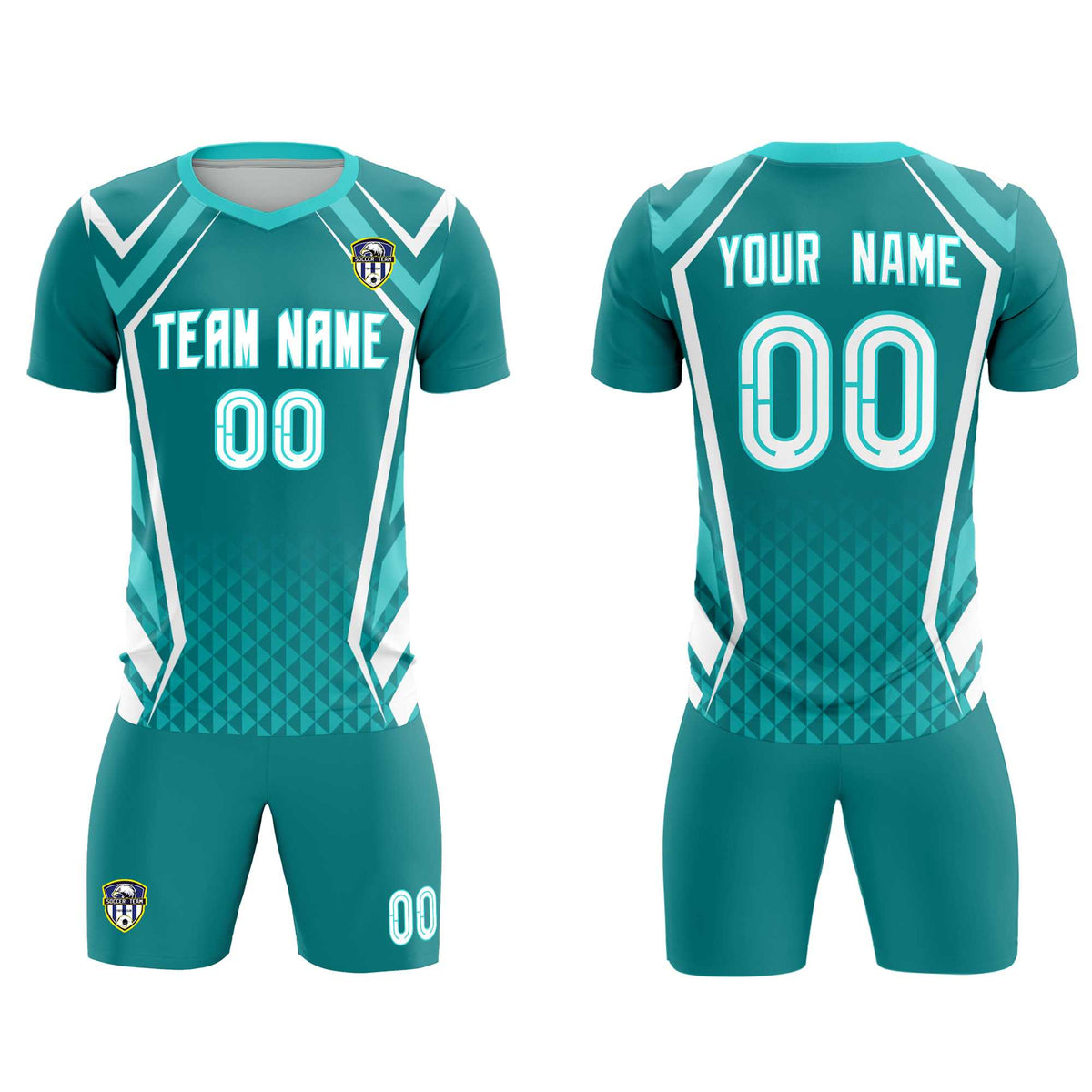 Custom Sky Blue Abstract Breathable Football Kit Jersey