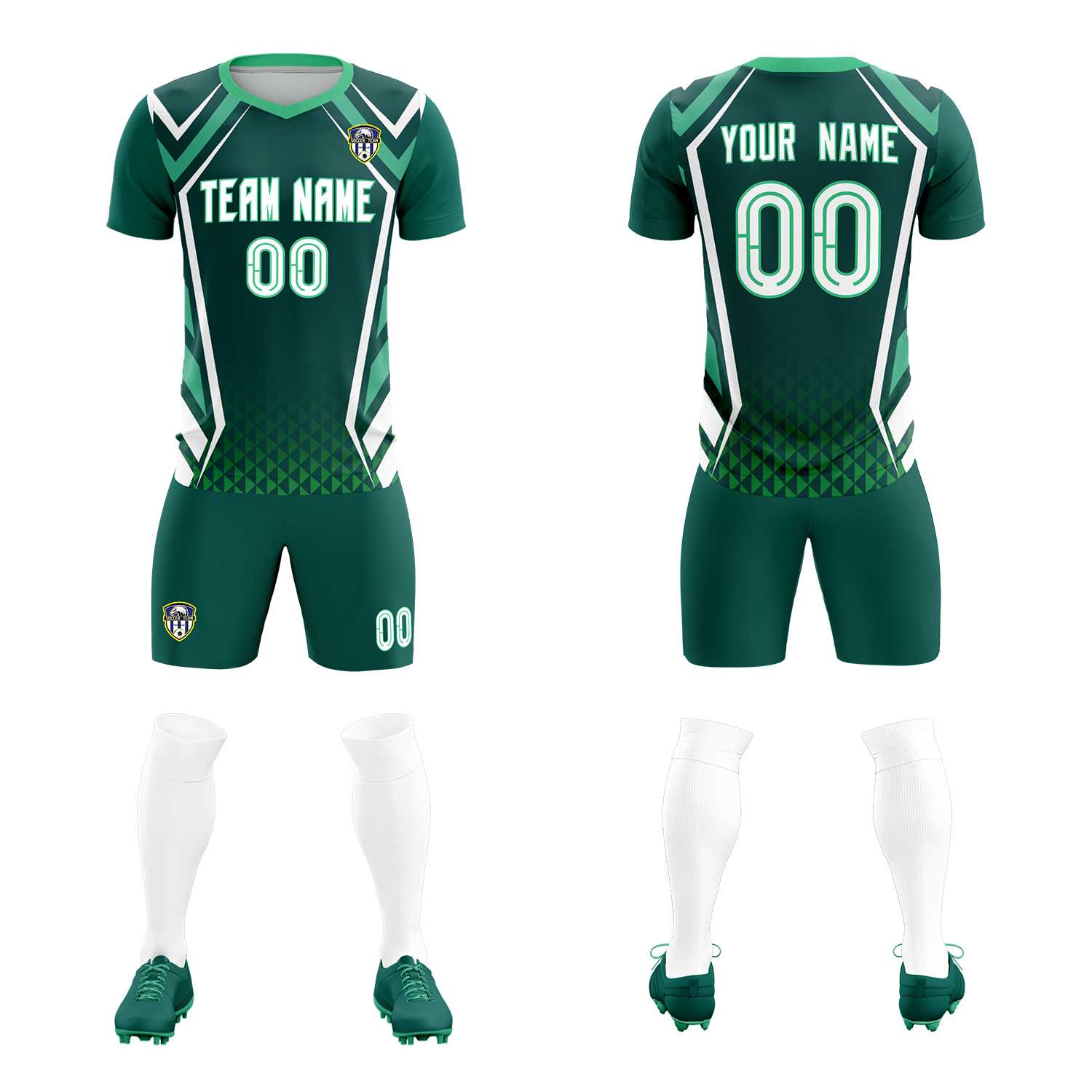 Custom Aqua Abstract Breathable Football Kit Jersey