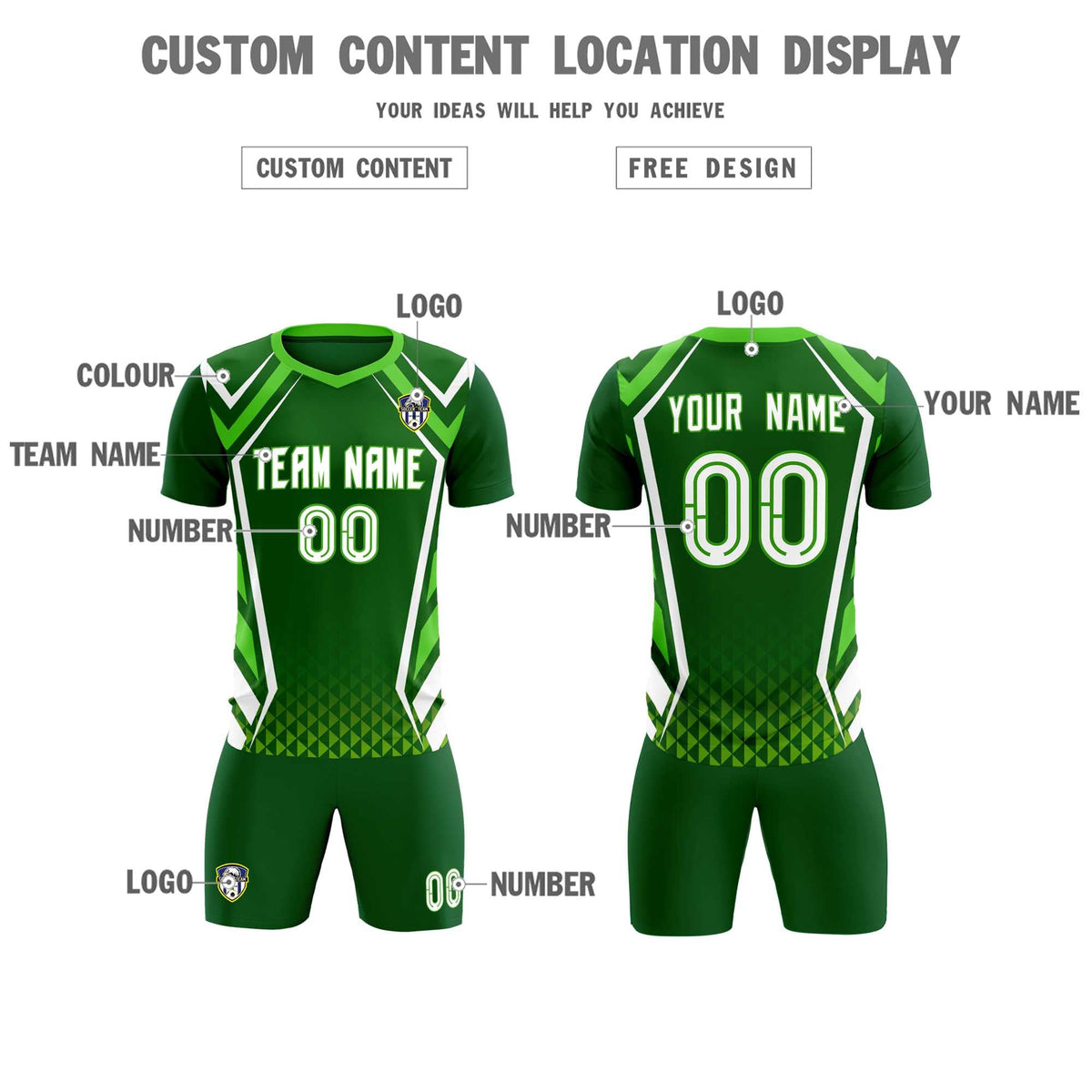 Custom Green Abstract Breathable Football Kit Jersey