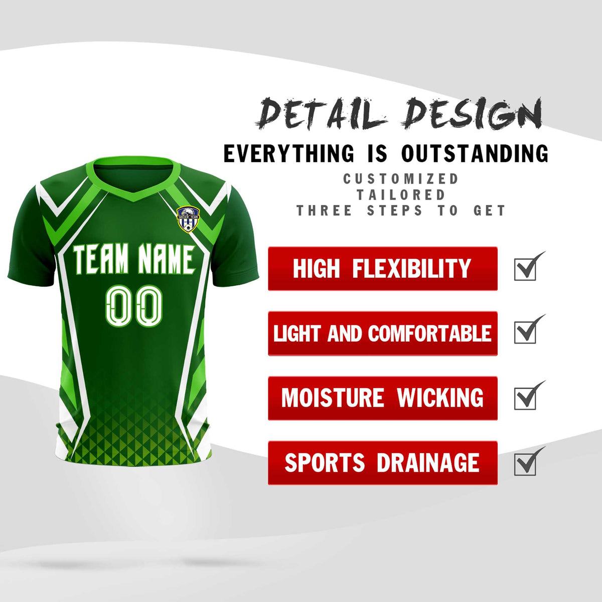 Custom Green Abstract Breathable Football Kit Jersey