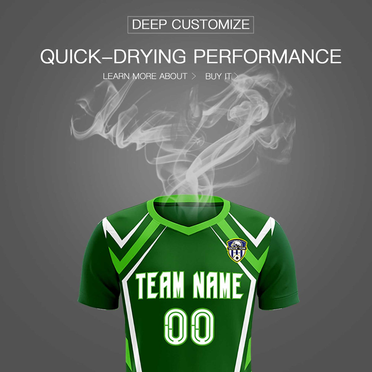 Custom Green Abstract Breathable Football Kit Jersey