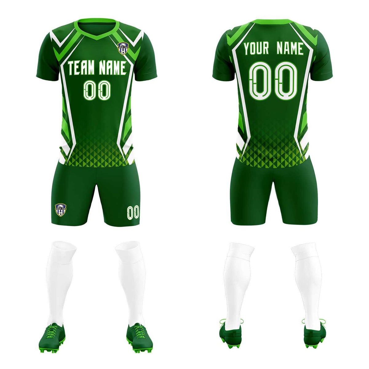Custom Green Abstract Breathable Football Kit Jersey