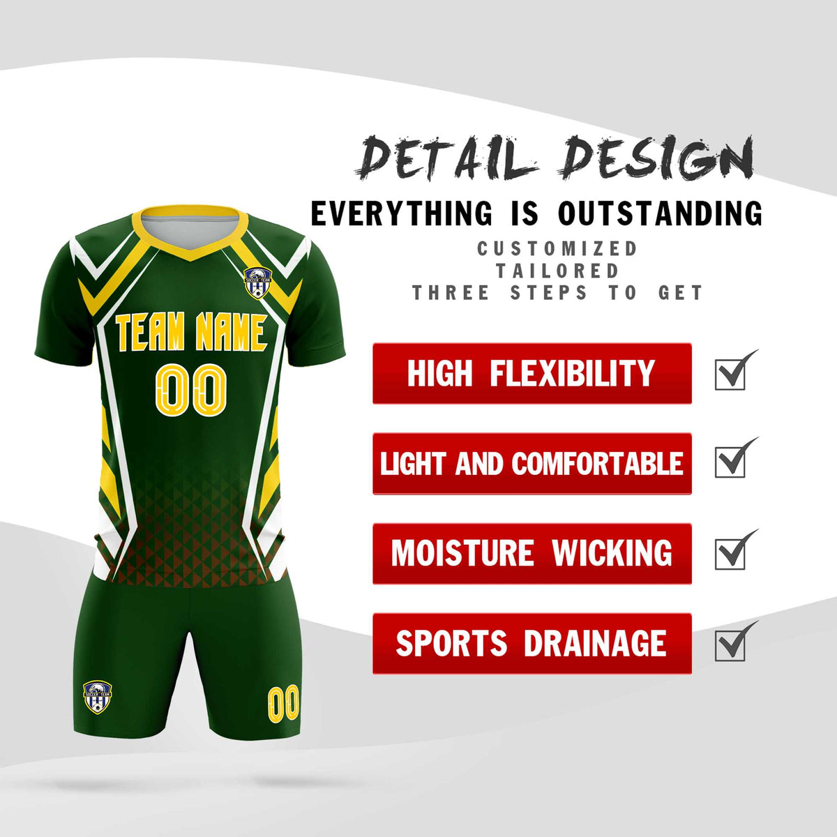 Custom Midnight Green Abstract Breathable Football Kit Jersey