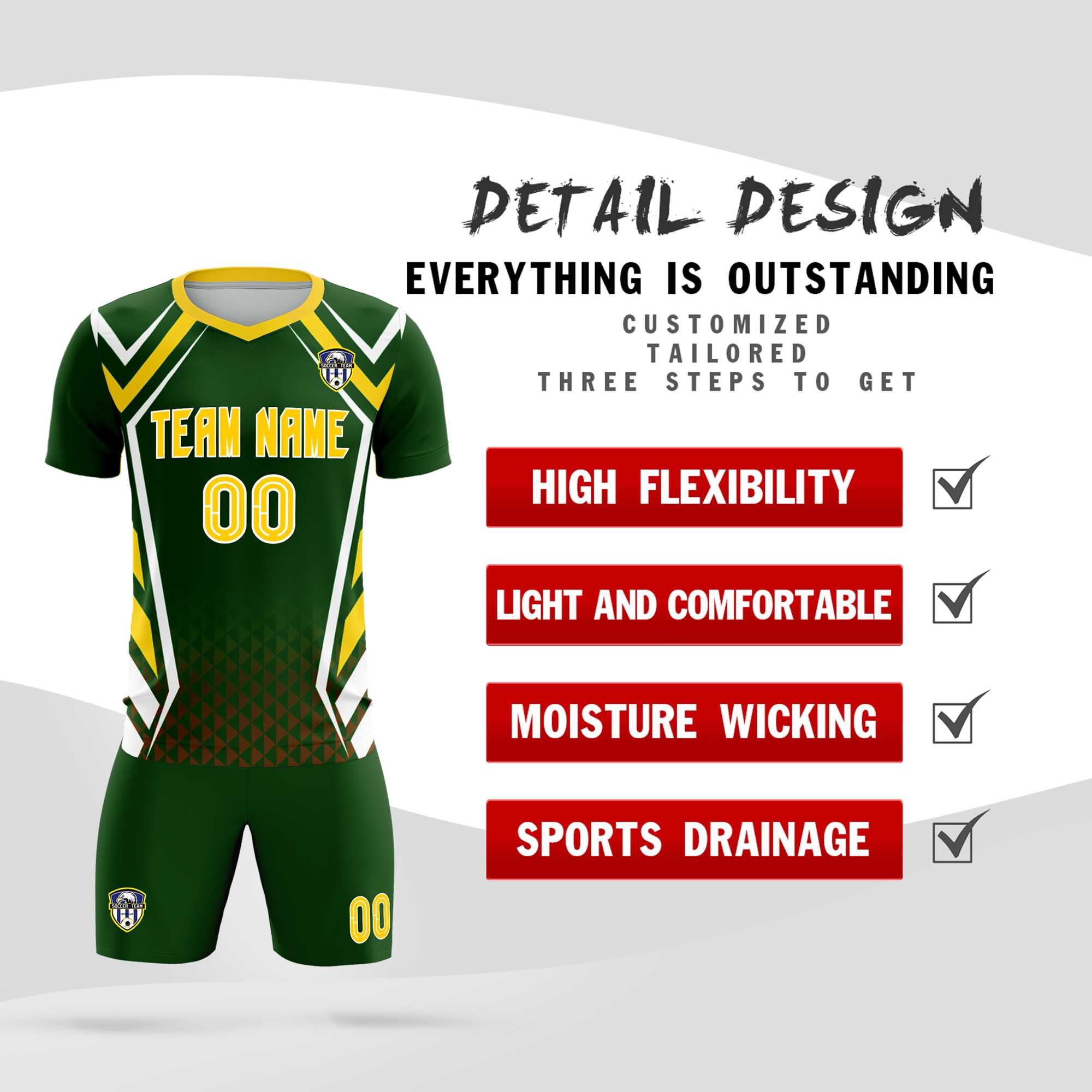 Custom Midnight Green Abstract Breathable Football Kit Jersey