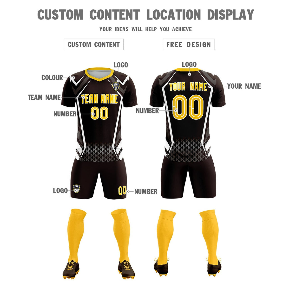 Custom Brown Abstract Breathable Football Kit Jersey