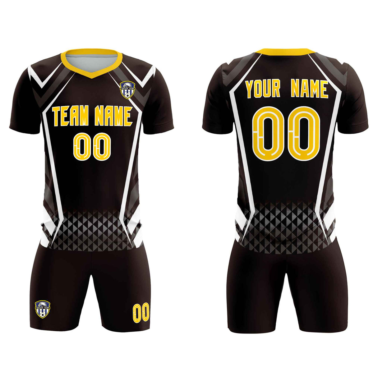 Custom Brown Abstract Breathable Football Kit Jersey