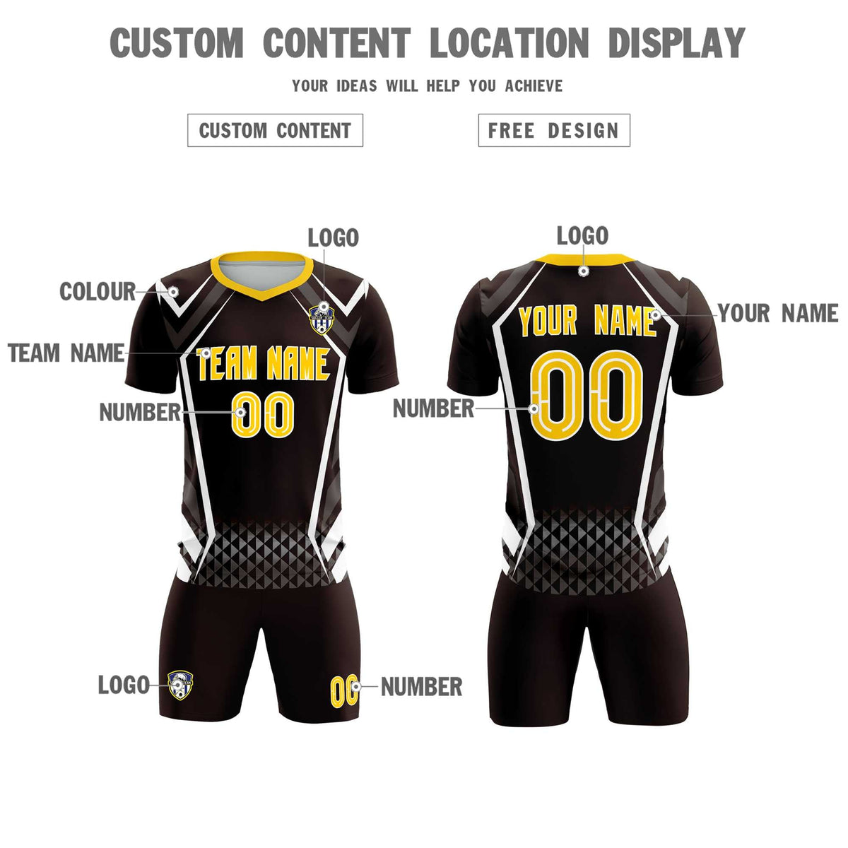 Custom Brown Abstract Breathable Football Kit Jersey